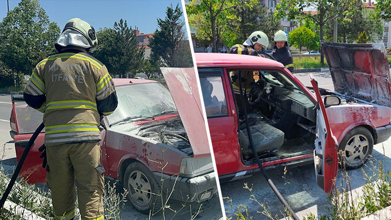 Kütahya’da seyir halindeki otomobilde yangın çıktı