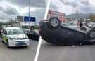 Kütahya’da zincirleme kazada otomobil takla attı, yaralılar var