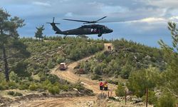 Aydın'da uçuruma düşen motosiklet sürücüsü helikopterle kurtarıldı