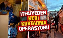 Kütahya’da bacaya sıkışan kediyi itfaiye kurtardı