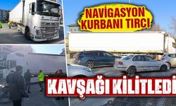 Kütahya’da kent merkezine giren tır trafiği felç etti