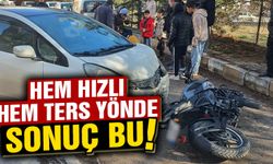 Kütahya’da ters yöne giren motosiklet, otomobile çarptı