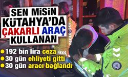 Kütahya'da yakalanan çakarlı araca ceza yağdı