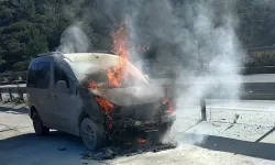 Muğla'da seyir halindeki hafif ticari araçta yangın çıktı