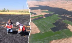 Kütahya’da tarla yangınında hasar tespiti yapıldı