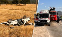 Kütahya'da otomobil tarlaya devrildi: 2 yaralı