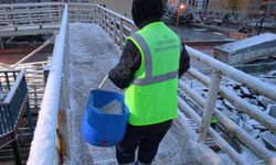 Kütahya’da üst geçitlerde temizlik ve tuzlama çalışması