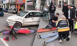 Kütahya'da motosiklet aniden önüne çıkan araca çarptı