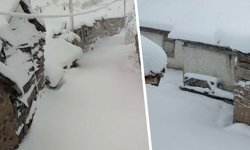 Kütahya’da bir köyde kar kalınlığı 60 santimetreyi buldu