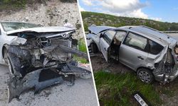 Kütahya’da otomobil yoldan çıkarak toprak alana çarptı