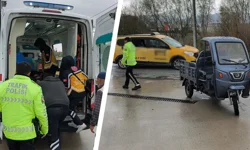 Kütahya’da ticari taksi ile elektrikli motosiklet çarpıştı