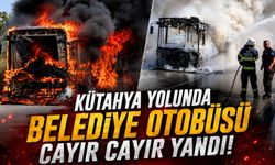 Kütahya karayolunda seyir halindeki otobüs yandı