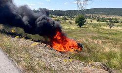 Kütahya’da devrilen otomobil alev topuna döndü, yaralılar var