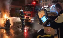 Kütahya'da polisten kaçamayacağını anlayan sürücü motosikletini yaktı