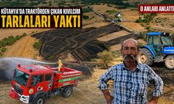 Kütahya’da traktörden çıkan kıvılcım tarlaları yaktı