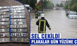 Kütahya’da sel çekildi, plakalar gün yüzüne çıktı