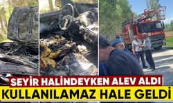 Kütahya’da seyir halindeki otomobil yandı