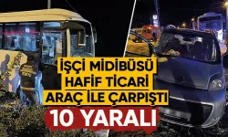 Kütahya'da işçi servisi ile hafif ticari araç çarpıştı, 10 yaralı