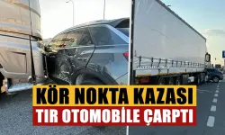 Kütahya’da tır kör noktasında kalan otomobile çarptı