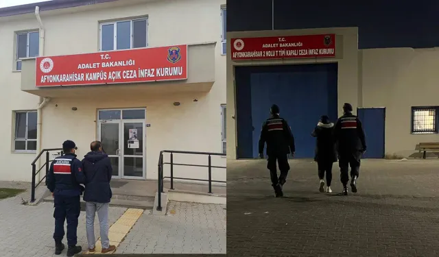 Afyon'da 4 yıl ila 15 yıl kesinleşmiş hapis cezası bulunan 2 firari yakalandı