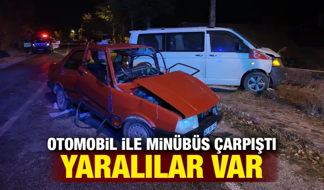 Kütahya'da otomobil ile minibüs çarpıştı, yaralılar var