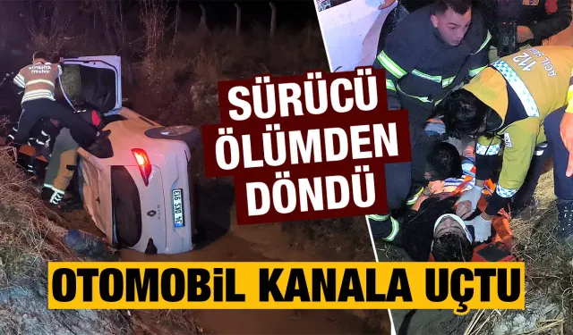 Kütahya’da otomobil sulama kanalına devrildi