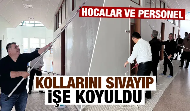 Kütahya'da akademik ve idari personel okulu boyadı