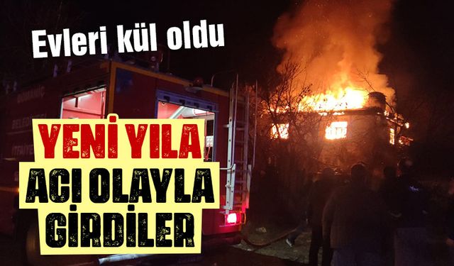 Kütahya'da yeni yıla girerken evleri yandı