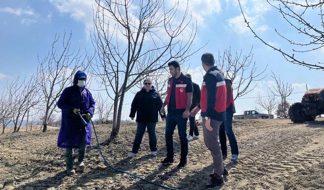 Kütahya’da bordo bulamacı uygulaması başladı