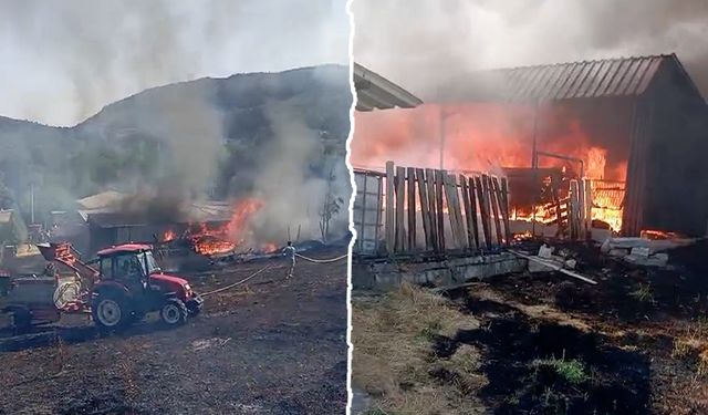Kütahya’da tutuşan kuru otlar evi yaktı