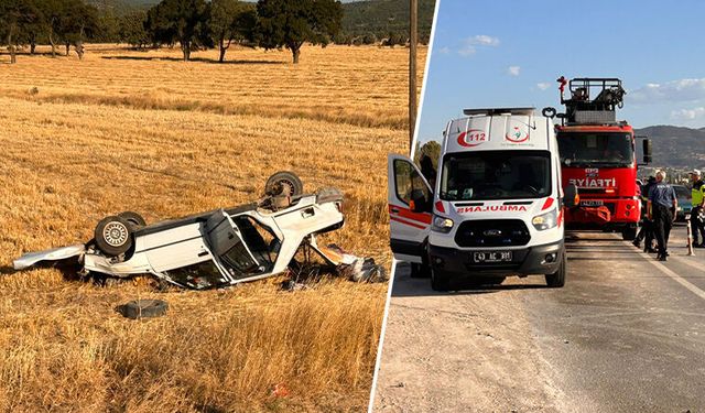 Kütahya'da otomobil tarlaya devrildi: 2 yaralı
