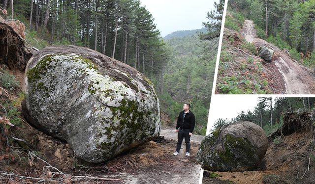 Sındırgı'daki depremde Kütahya'da dev kaya yerinden söküldü