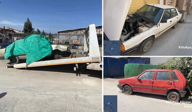 Kütahya’da trafikten men edilen araçlar toplandı