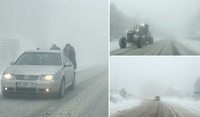 Kütahya Domaniç’te kar etkili oldu, yollar kapandı