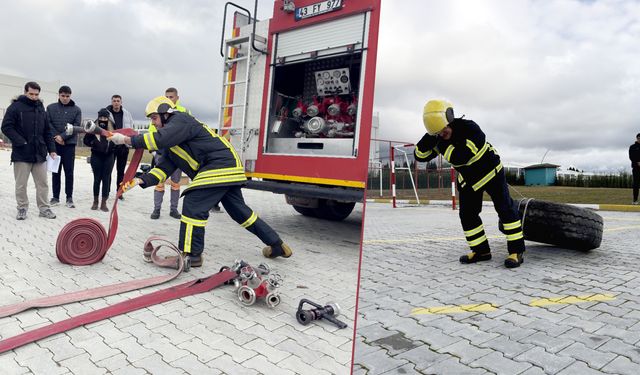 Kütahya OSB’de itfaiye personeli olmak için ter döktüler