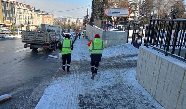Kütahya’da kar yağışının ardından tuzlama yapıldı