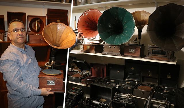 Kütahya’da evinin bir odasını antika müzik aletlerine ayırdı