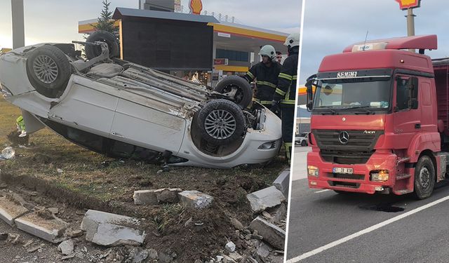 Kütahya'da otomobil tıra çarptıktan sonra devrildi, 1 yaralı