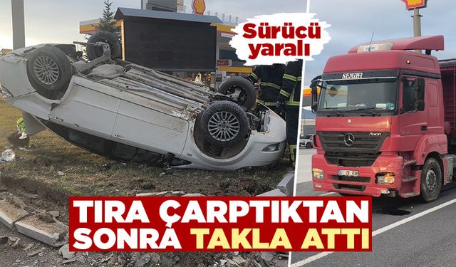 Kütahya'da otomobil tıra çarptıktan sonra devrildi, 1 yaralı