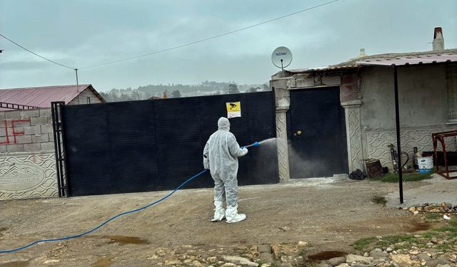 Kütahya Yayla Köyü’nde hayvancılık işletmelerine dezenfeksiyon