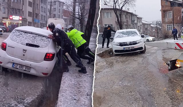 Kütahya’da çukura düşen otomobil, kurtarıcı ile çıkarıldı
