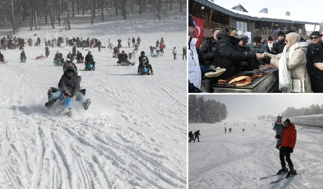 Kütahya’da “Kızak ve Kayak Festivali”nde eğlendiler