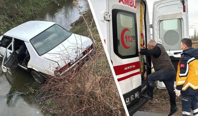 Kütahya'da otomobil sulama kanalına uçtu