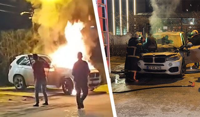 Kütahya’da lüks otomobil yandı