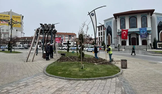 Kütahya’da vazo çevresinde parke taşları yenilendi