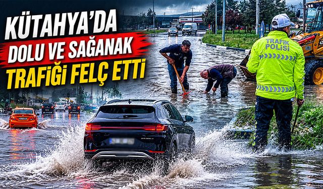 Kütahya'da dolu ve sağanak hayatı olumsuz etkiledi