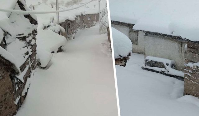 Kütahya’da bir köyde kar kalınlığı 60 santimetreyi buldu