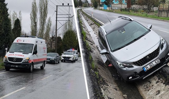 Kütahya'da otomobil su tahliye kanalına uçtu, anne yaralandı