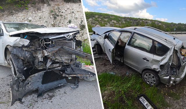 Kütahya’da otomobil yoldan çıkarak toprak alana çarptı