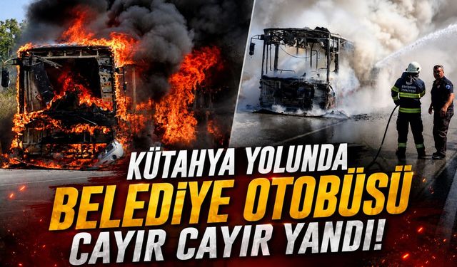 Kütahya karayolunda seyir halindeki otobüs yandı